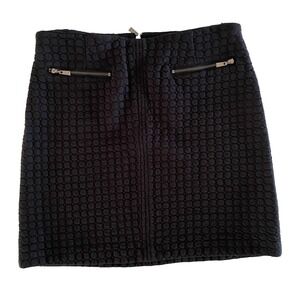 Laundry by Shelli Segal Quilted Mini‎ Skirt Black size 6 Zip Pocket